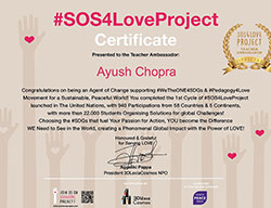 Certified as #SOS4LoveProject Ambassador Agent For Change for Disability Awareness Campaign.